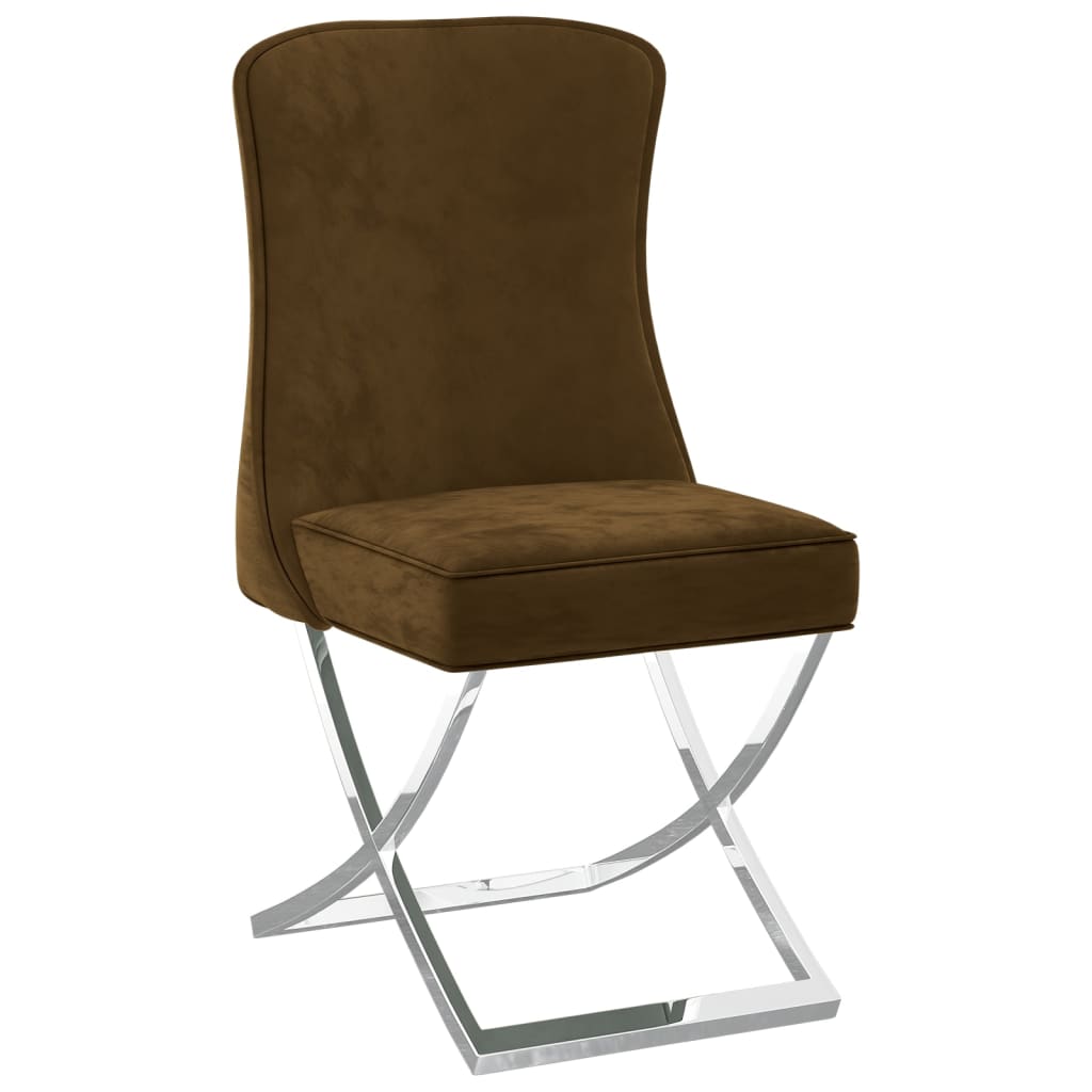 vidaXL Eetkamerstoel 53x52x98 cm fluweel en roestvrij staal bruin