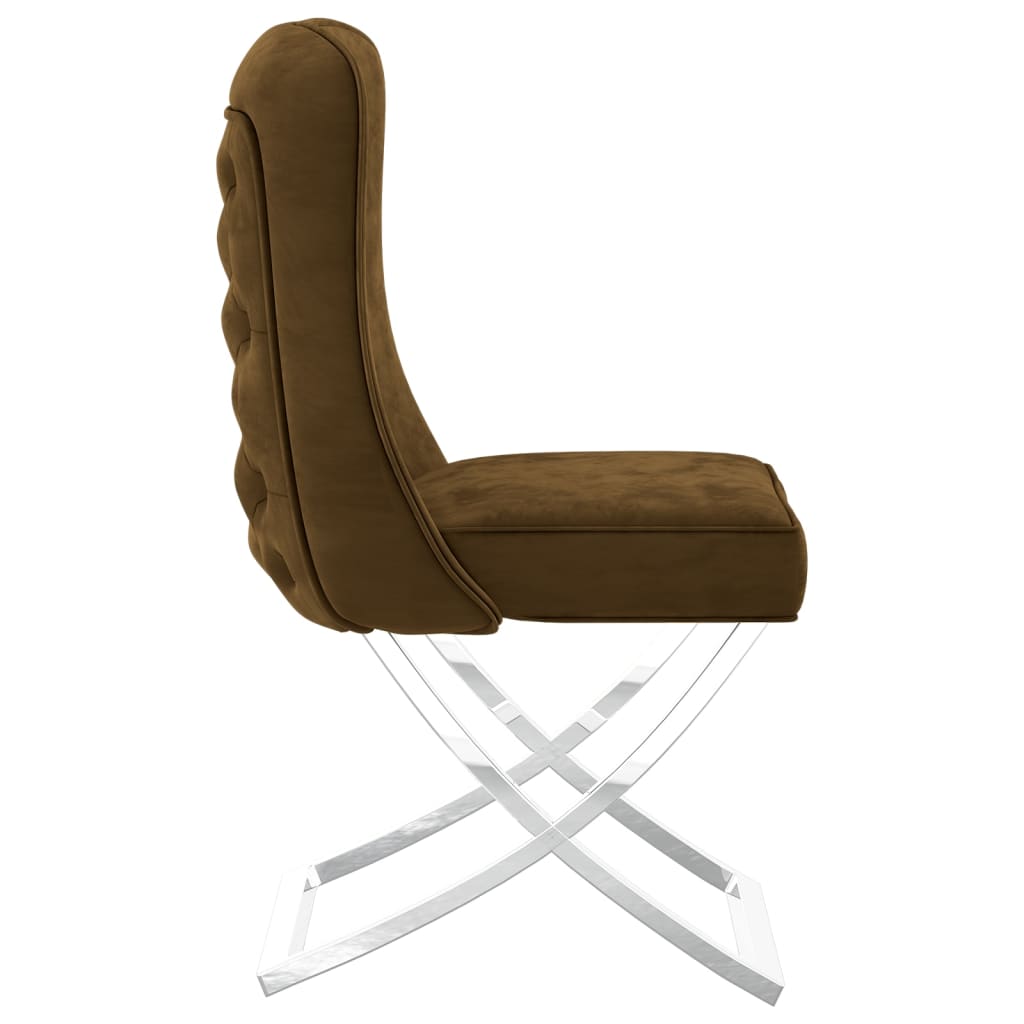 vidaXL Eetkamerstoel 53x52x98 cm fluweel en roestvrij staal bruin