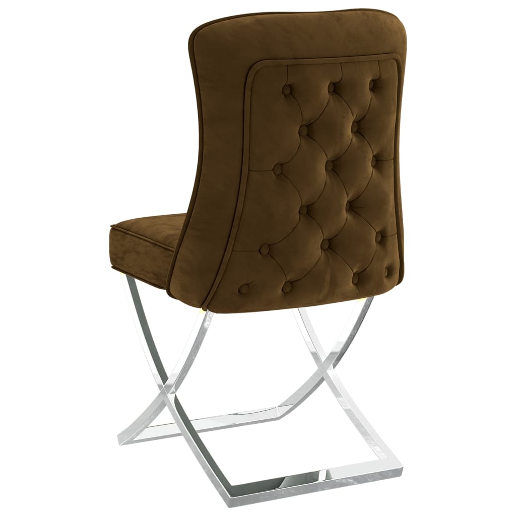 vidaXL Eetkamerstoel 53x52x98 cm fluweel en roestvrij staal bruin