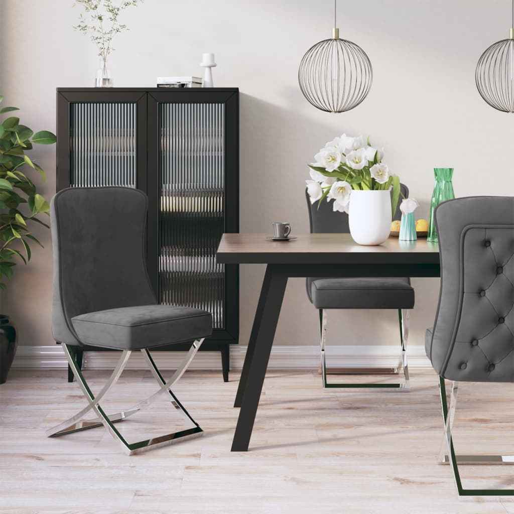 vidaXL Eetkamerstoel 53x52x98 cm fluweel en roestvrij staal bruin