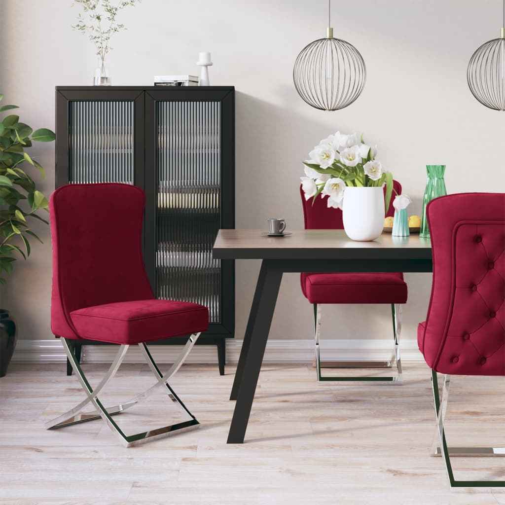 vidaXL Eetkamerstoel 53x52x98 cm fluweel en roestvrij staal bruin