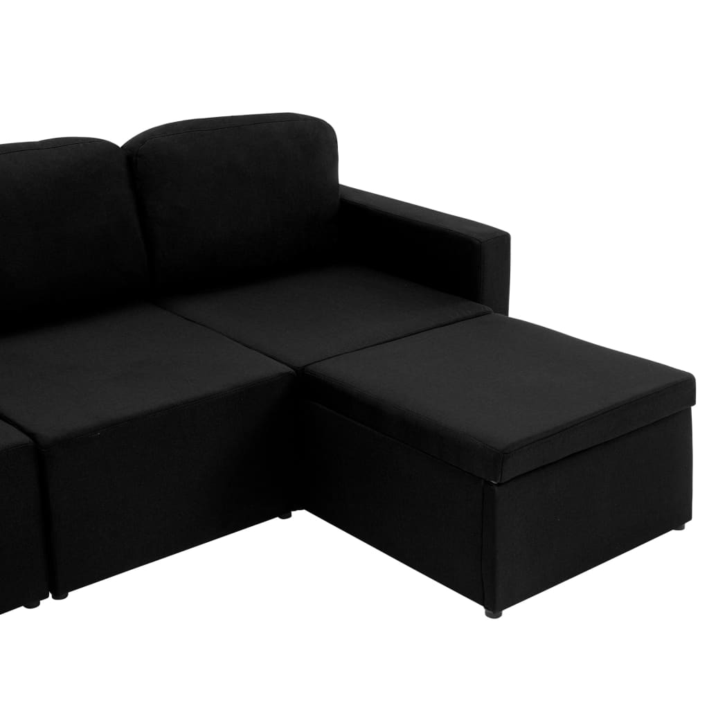 vidaXL Slaapbank driezits modulair stof lichtgrijs