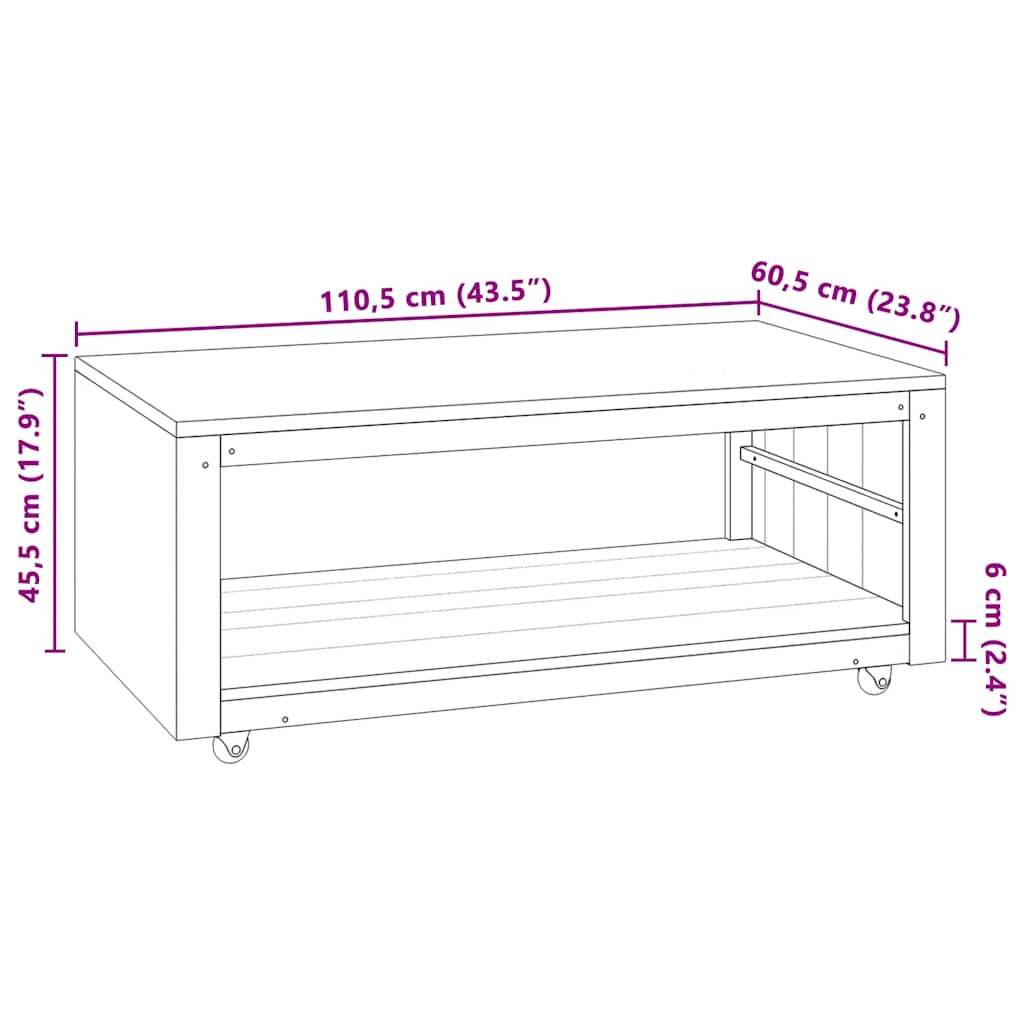 vidaXL Salontafel 110x60x40 cm massief teakhout