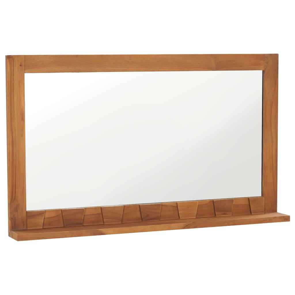 vidaXL Wandspiegel met schap 60x12x40 cm massief teakhout