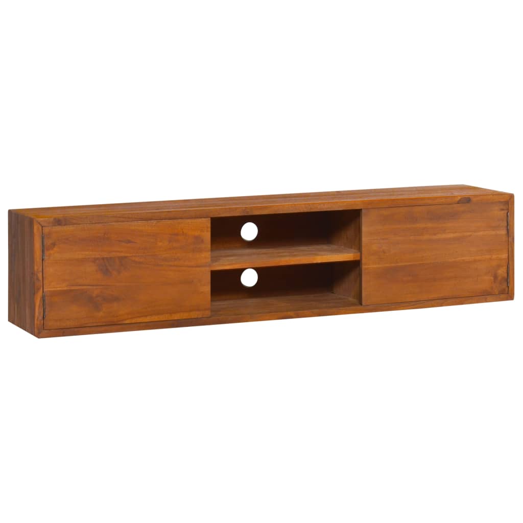 vidaXL Tv-meubel wandmontage 135x30x30 cm massief teakhout - Aashly
