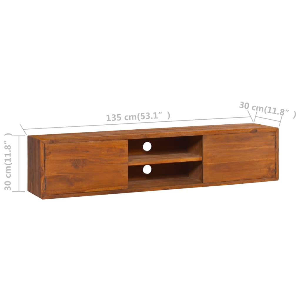 vidaXL Tv-meubel wandmontage 135x30x30 cm massief teakhout - Aashly