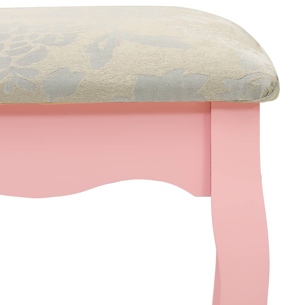 vidaXL Kaptafelset met kruk 75x69x140 cm paulowniahout roze - Aashly