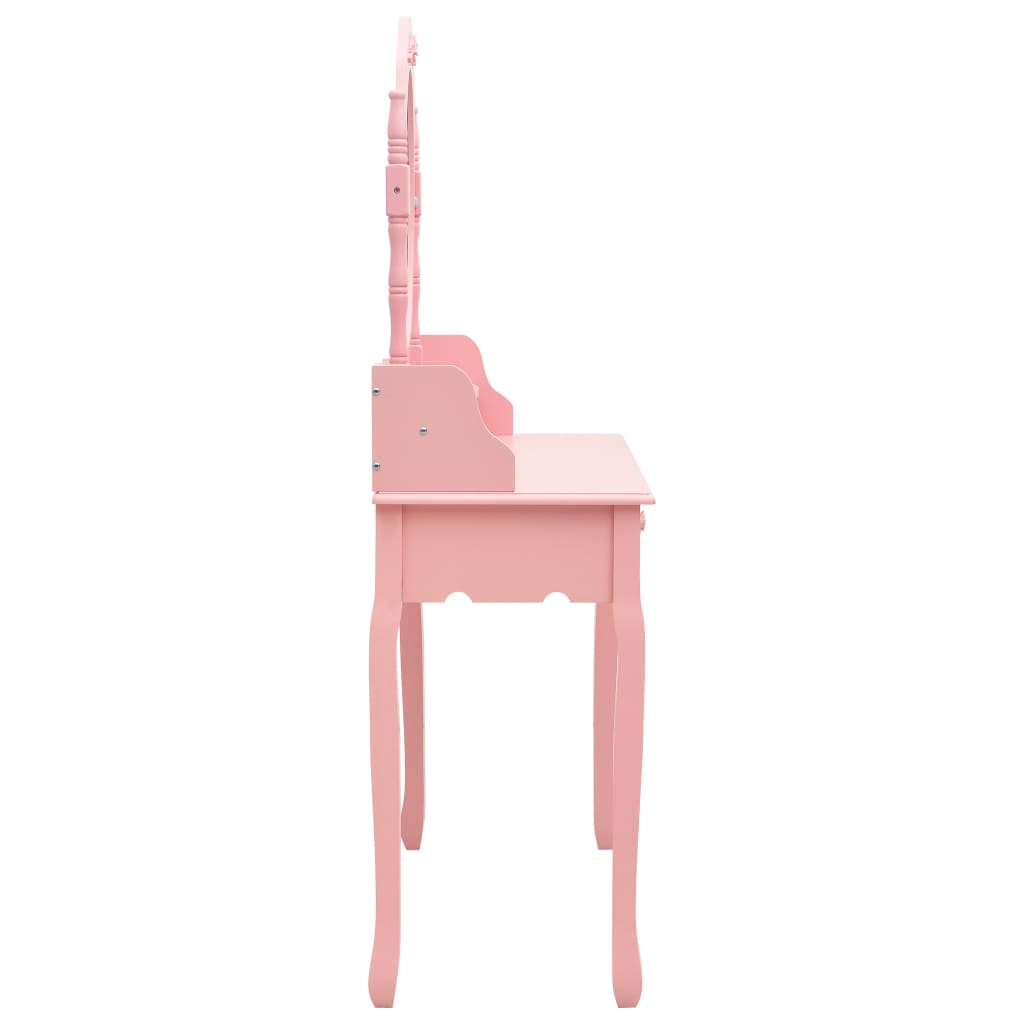 vidaXL Kaptafelset met kruk 75x69x140 cm paulowniahout roze - Aashly