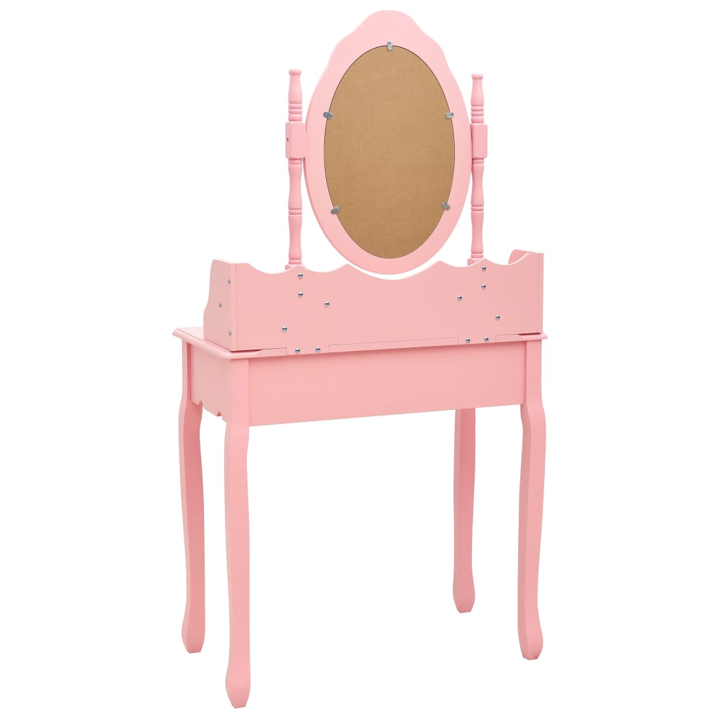 vidaXL Kaptafelset met kruk 75x69x140 cm paulowniahout roze - Aashly