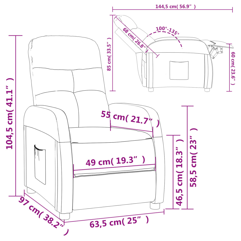 vidaXL Fauteuil verstelbaar stof lichtgrijs