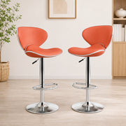 Aashly Barkruk Set van 2 – Verstelbare Kunstleren Barstoelen met Rugleuning & Voetensteun – Moderne Keukenkrukken voor Keukeneiland en Bar
