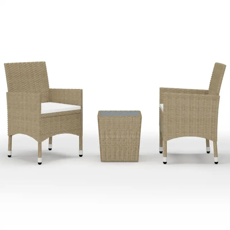 3-delige bistroset met poly rattan en gehard glas voor buiten - Tuinsets