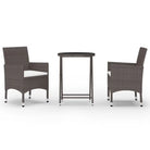 3-delige tuinbistroset met poly rattan en gehard glas voor buitenruimte - Tuinsets