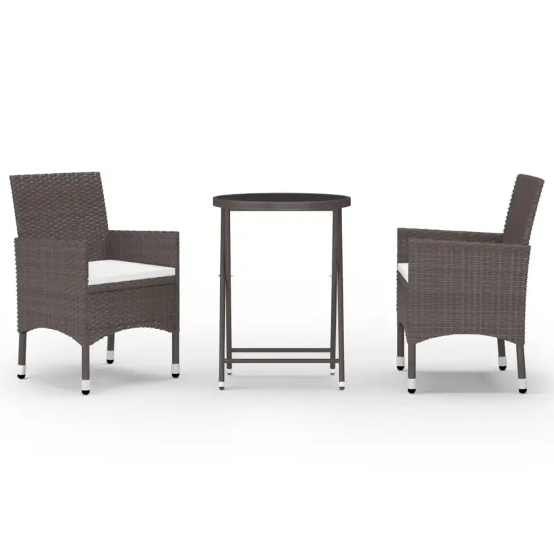 3-delige tuinbistroset met poly rattan en gehard glas voor buitenruimte - Tuinsets