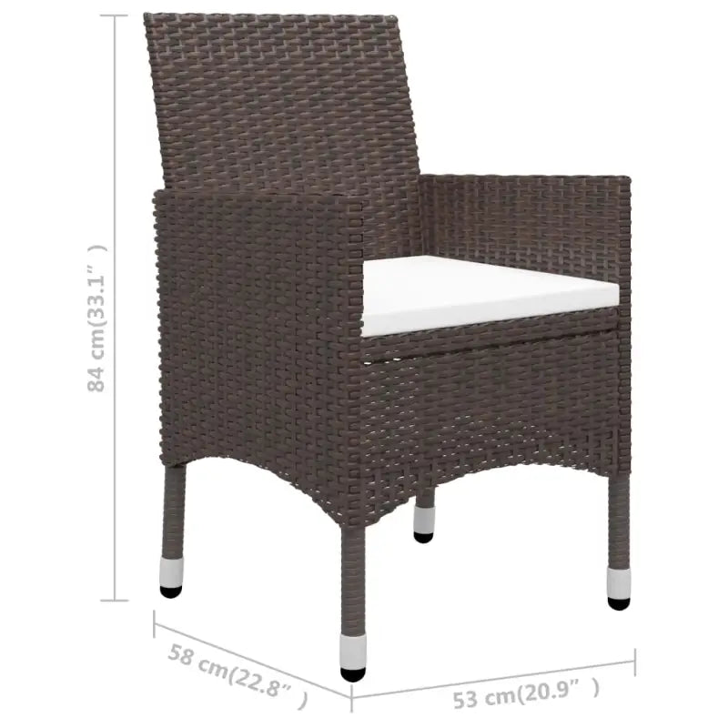 3-delige tuinbistroset met poly rattan en gehard glas voor buitenruimte - Tuinsets