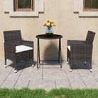 3-delige tuinbistroset met poly rattan en gehard glas voor buitenruimte - Tuinsets