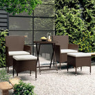 3-delige tuinbistroset met poly rattan en gehard glas voor buitenruimte - Bruin / Met voetensteun - Tuinsets