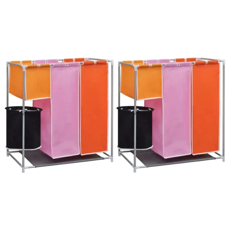 3-delige wasmand sorteerder met hoogwaardige stof en ijzeren frame - 2 - Wasmanden