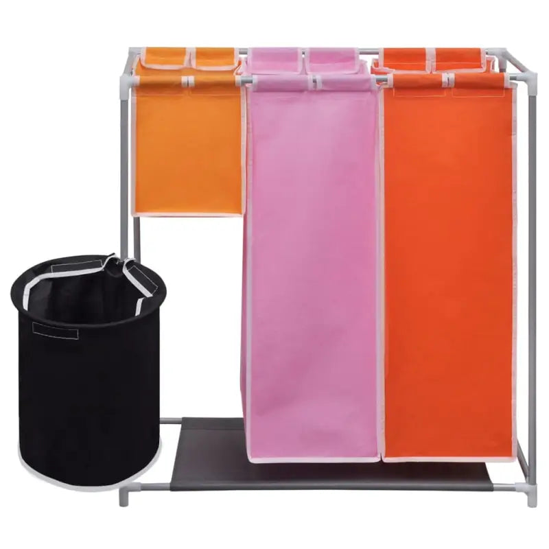 3-delige wasmand sorteerder met hoogwaardige stof en ijzeren frame - 2 - Wasmanden