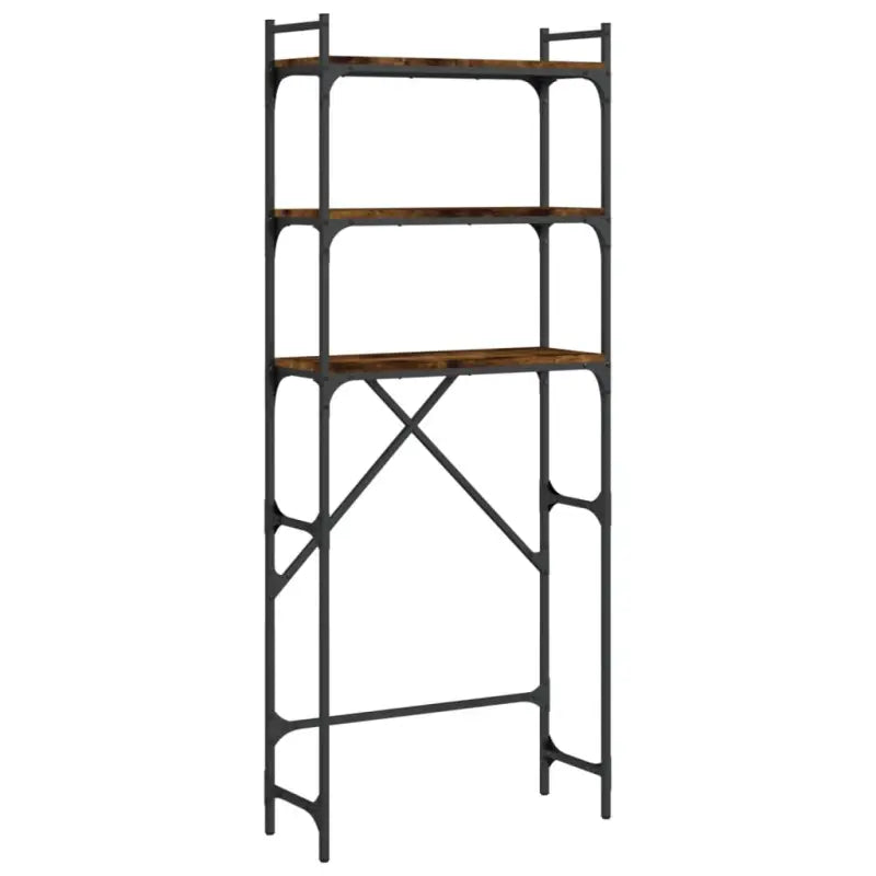 3-laags opbergrek van bewerkt hout met metalen frame en verstelbare poten - Accessoires voor wasmachines & drogers