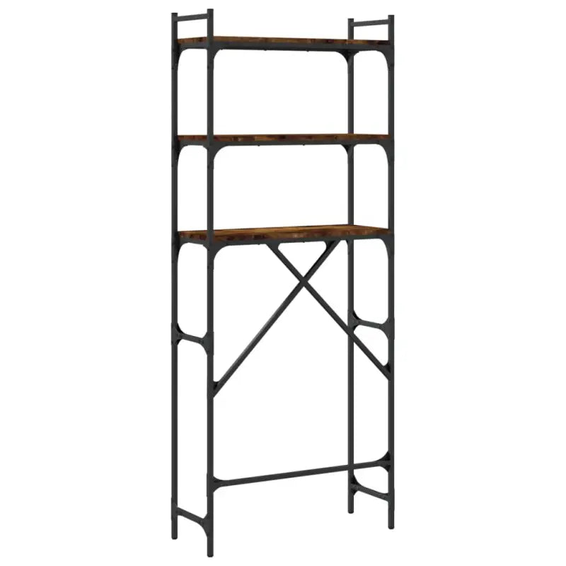 3-laags opbergrek van bewerkt hout met metalen frame en verstelbare poten - Accessoires voor wasmachines & drogers