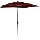 3-Laagse parasol met gepoedercoat aluminium paal voor tuin en terras - Bordeauxrood / 2 x 2 m / 1 - Parasols