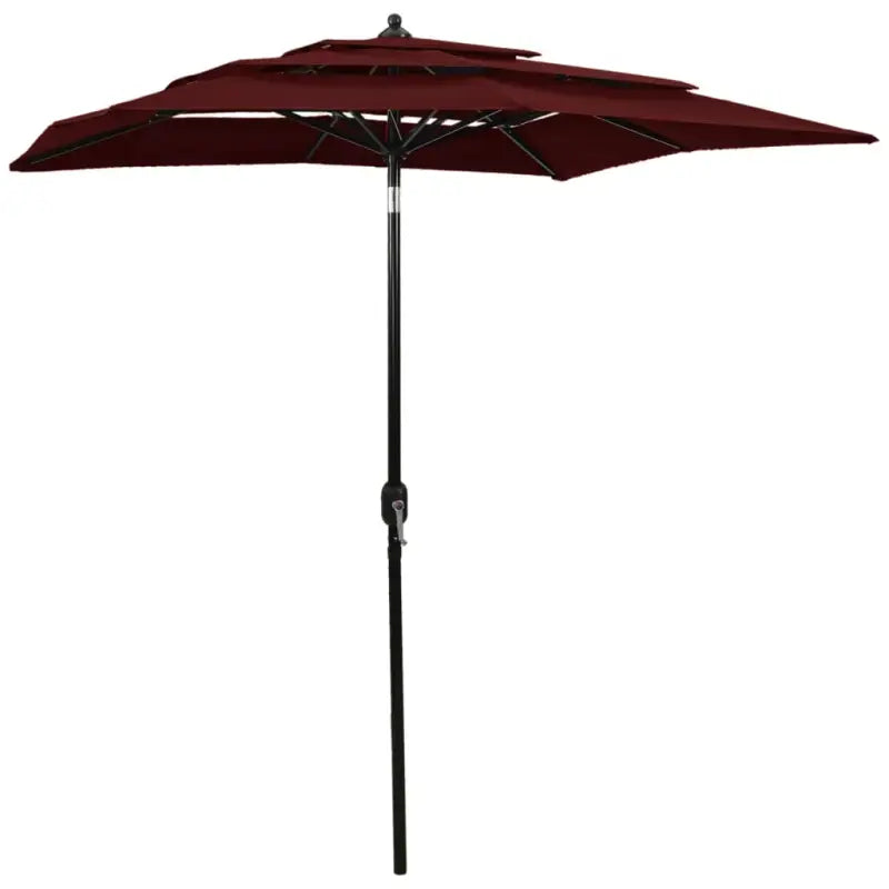3-Laagse parasol met gepoedercoat aluminium paal voor tuin en terras - Bordeauxrood / 2 x 2 m / 1 - Parasols