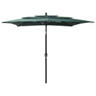 3-Laagse parasol met gepoedercoat aluminium paal voor tuin en terras - Groen / 2.5 x 2.5 m / 1 - Parasols