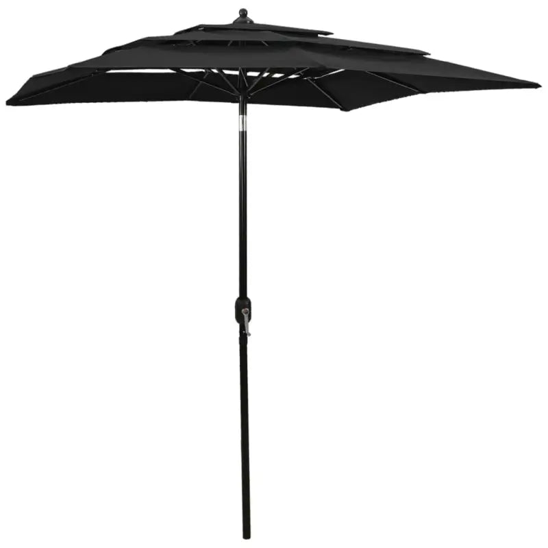 3-Laagse parasol met gepoedercoat aluminium paal voor tuin en terras - Zwart / 2 x 2 m / 1 - Parasols en zonneschermen