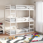 3 persoons stapelbed van massief grenenhout voor kleine kamers - Wit / 90 x 200 cm - Bedden & bedframes