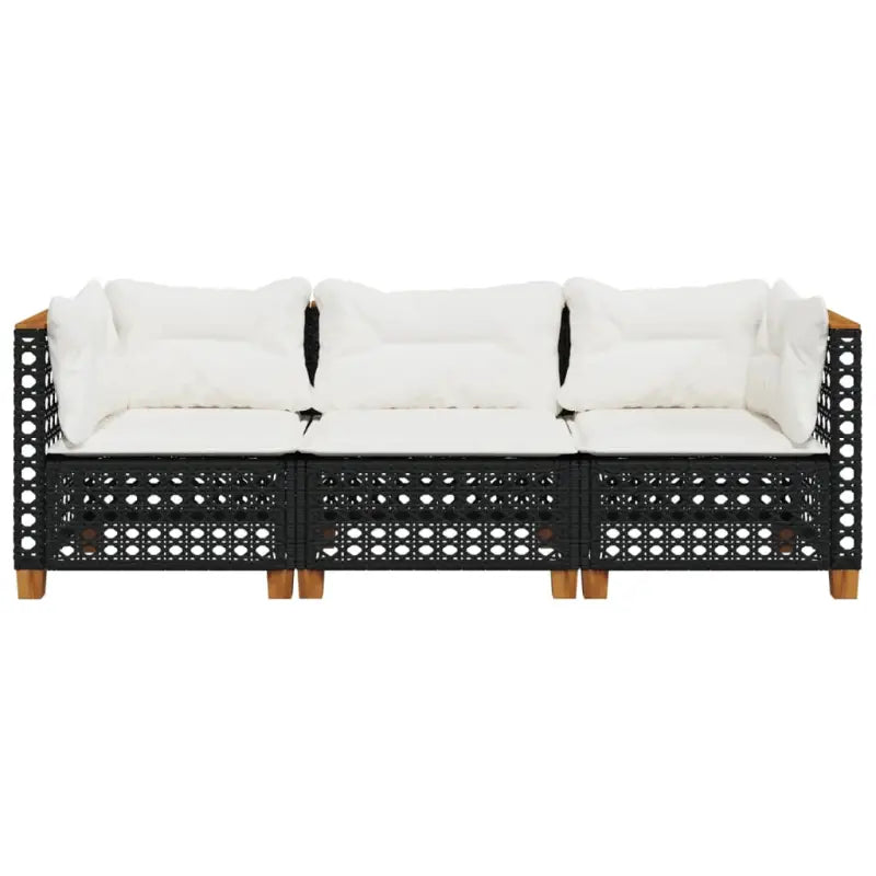 3-zits tuinbank van poly rattan met natuurlijke olieafwerking en comfortabele zitervaring - Loungebanken