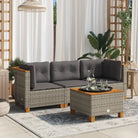3-zits tuinbank van poly rattan met natuurlijke olieafwerking en comfortabele zitervaring - Grijs / 3 / without carving