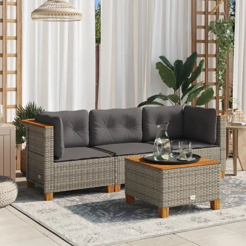 3-zits tuinbank van poly rattan met natuurlijke olieafwerking en comfortabele zitervaring - Grijs / 3 / without carving