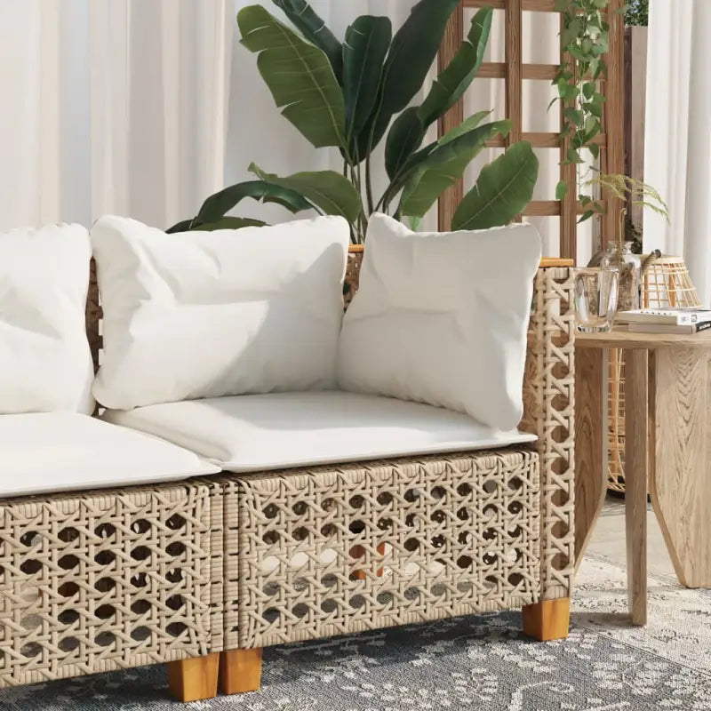 3-zits tuinbank van poly rattan met natuurlijke olieafwerking en comfortabele zitervaring - Beige / 1 / with carving