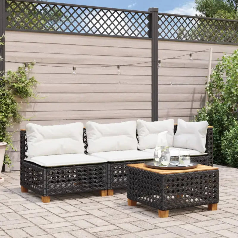 3-zits tuinbank van poly rattan met natuurlijke olieafwerking en comfortabele zitervaring - Zwart en wit / 3 / with