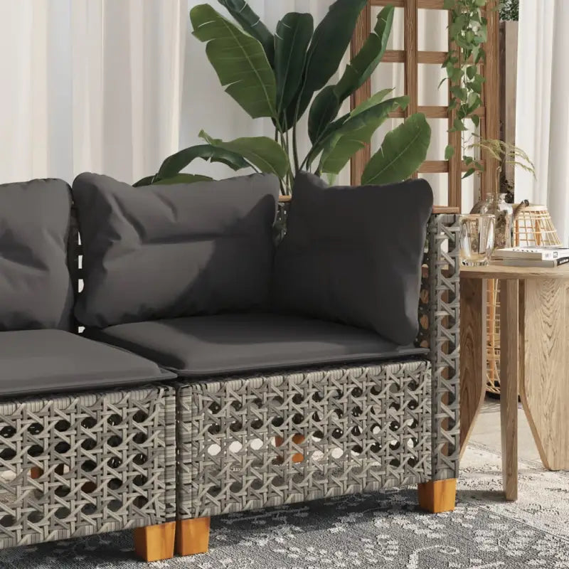 3-zits tuinbank van poly rattan met natuurlijke olieafwerking en comfortabele zitervaring - grijs en donkergrijs / 1