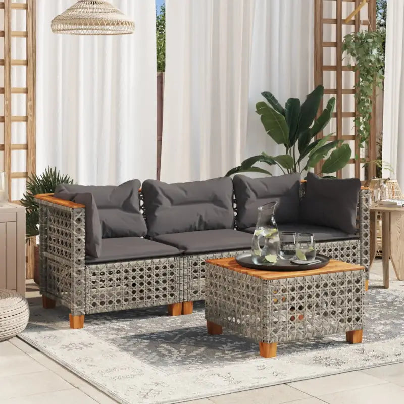3-zits tuinbank van poly rattan met natuurlijke olieafwerking en comfortabele zitervaring - Grijs / 3 / with carving