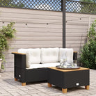 3-zits tuinbank van poly rattan met natuurlijke olieafwerking en comfortabele zitervaring - Zwart / 2 / without carving