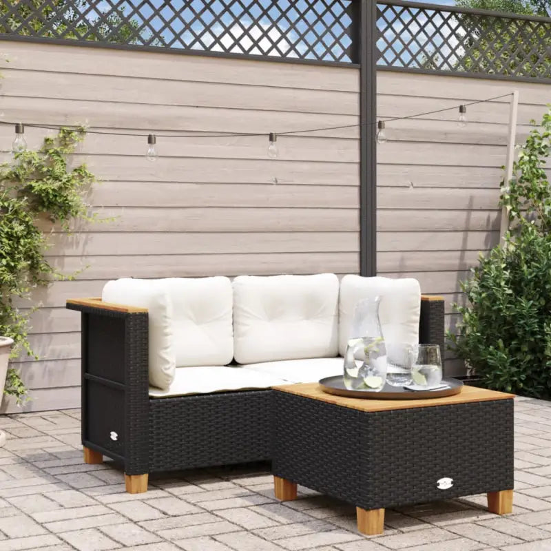 3-zits tuinbank van poly rattan met natuurlijke olieafwerking en comfortabele zitervaring - Zwart / 2 / without carving