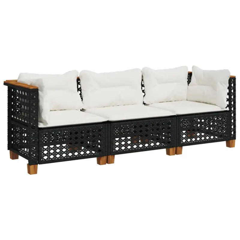 3-zits tuinbank van poly rattan met natuurlijke olieafwerking en comfortabele zitervaring - Loungebanken