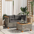3-zits tuinbank van poly rattan met natuurlijke olieafwerking en comfortabele zitervaring - Grijs / 2 / with carving