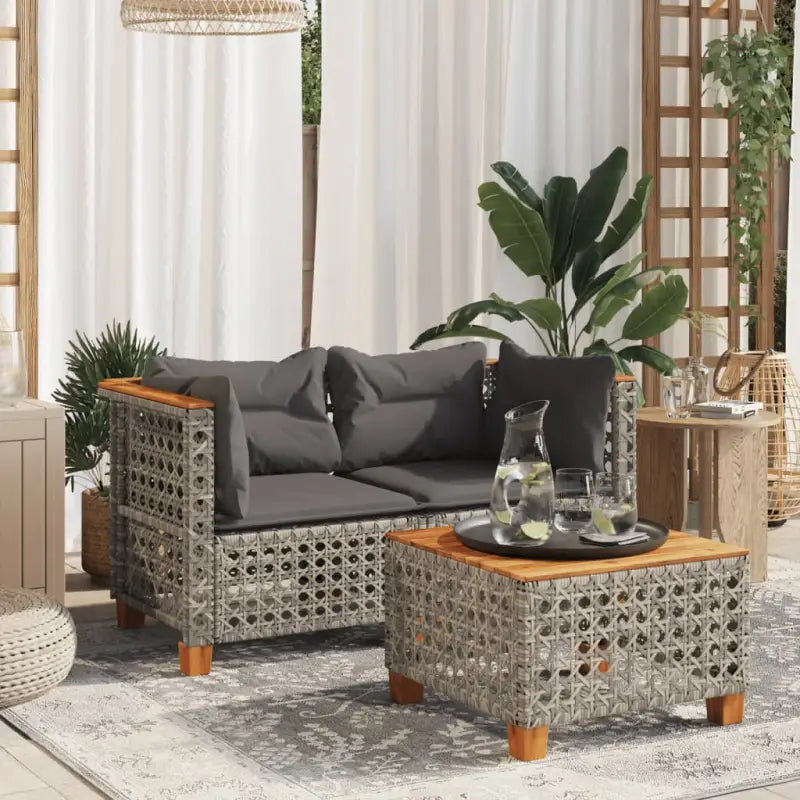 3-zits tuinbank van poly rattan met natuurlijke olieafwerking en comfortabele zitervaring - Grijs / 2 / with carving