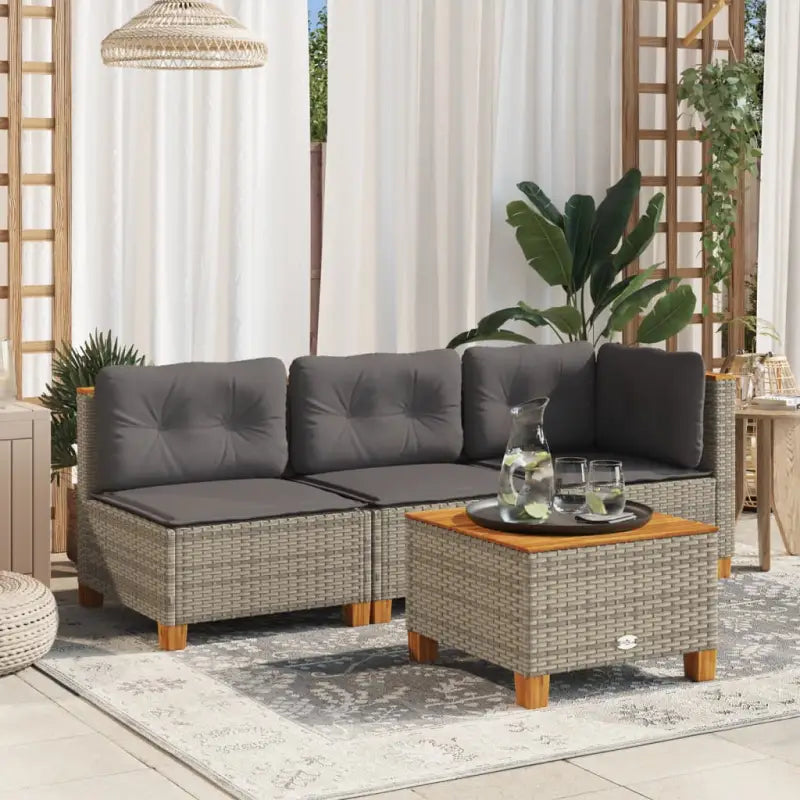 3-zits tuinbank van poly rattan met natuurlijke olieafwerking en comfortabele zitervaring - Grijs / 1 / without carving