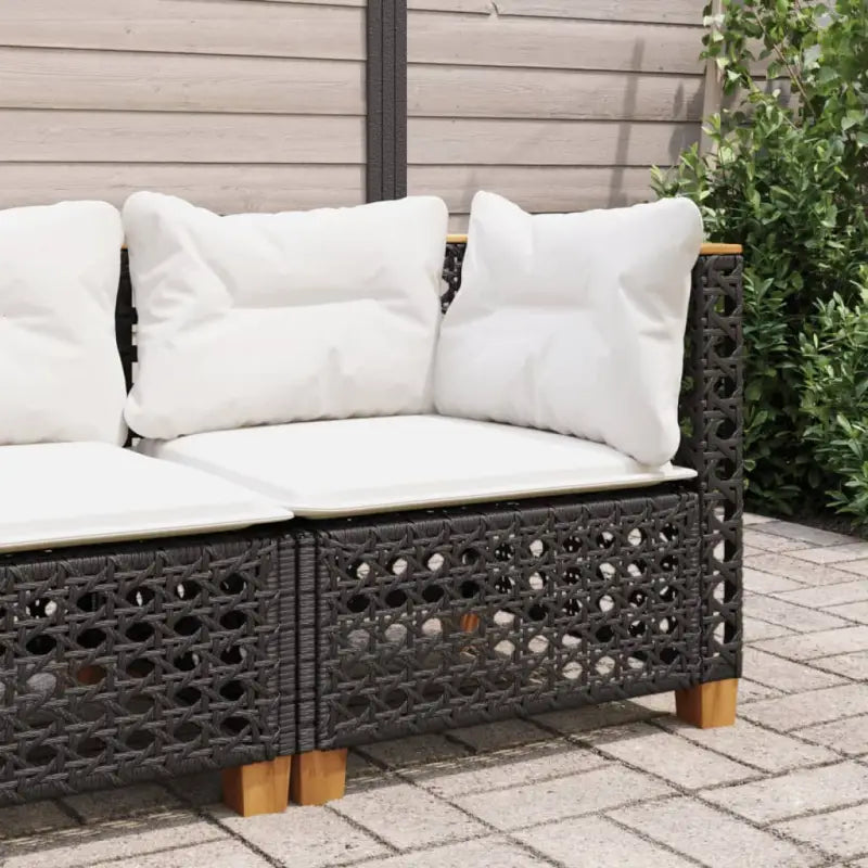 3-zits tuinbank van poly rattan met natuurlijke olieafwerking en comfortabele zitervaring - Zwart en wit / 1 / with