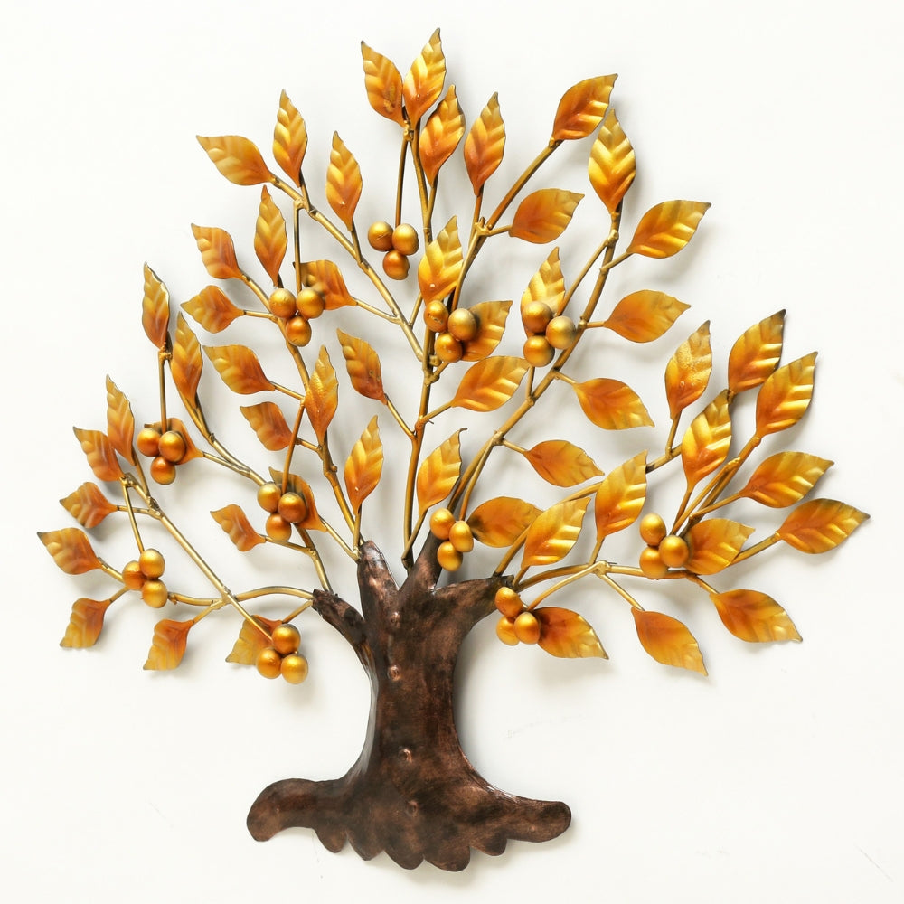 Aashly Metalen Wanddecoratie Boom met Gouden Bladeren – Luxe Wanddecoratie voor Woonkamer
