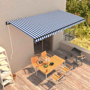 vidaXL Luifel automatisch uittrekbaar 600x300 cm blauw en wit