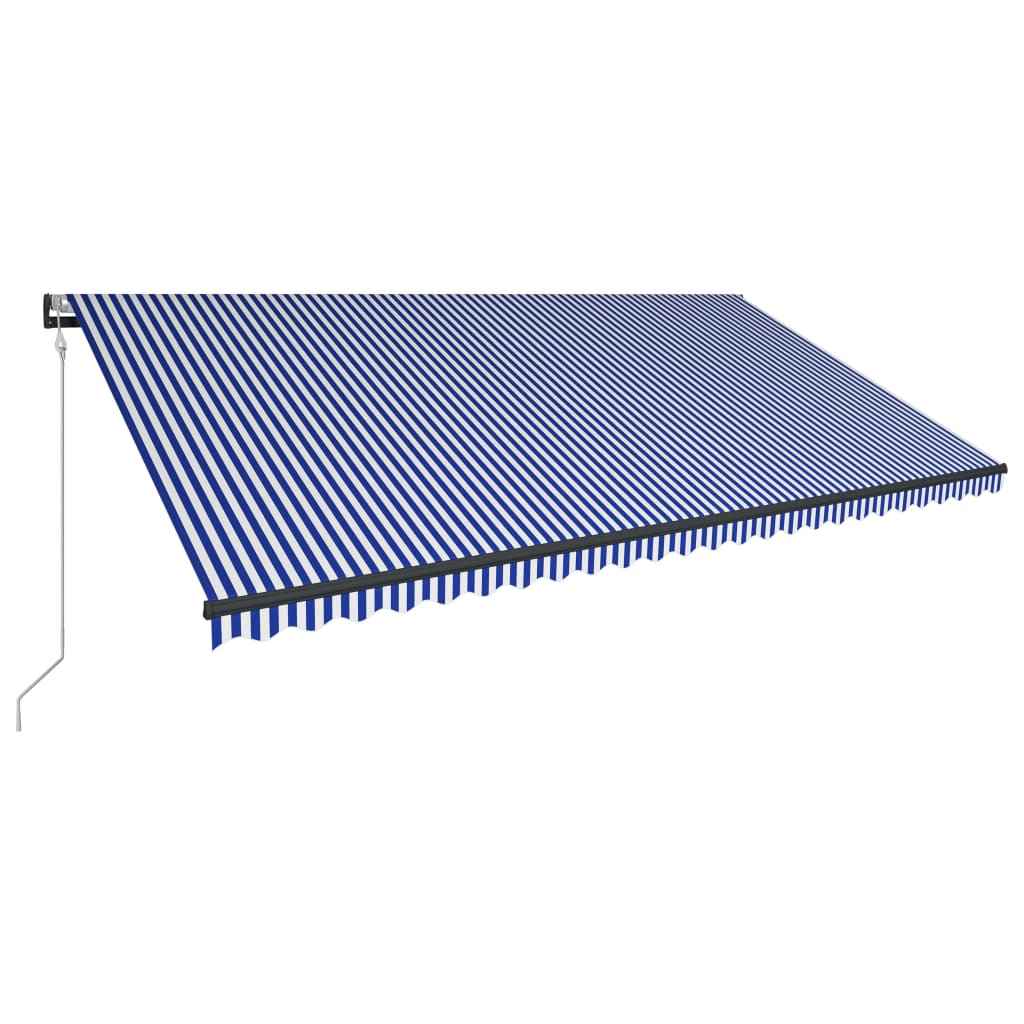vidaXL Luifel automatisch uittrekbaar 600x300 cm blauw en wit