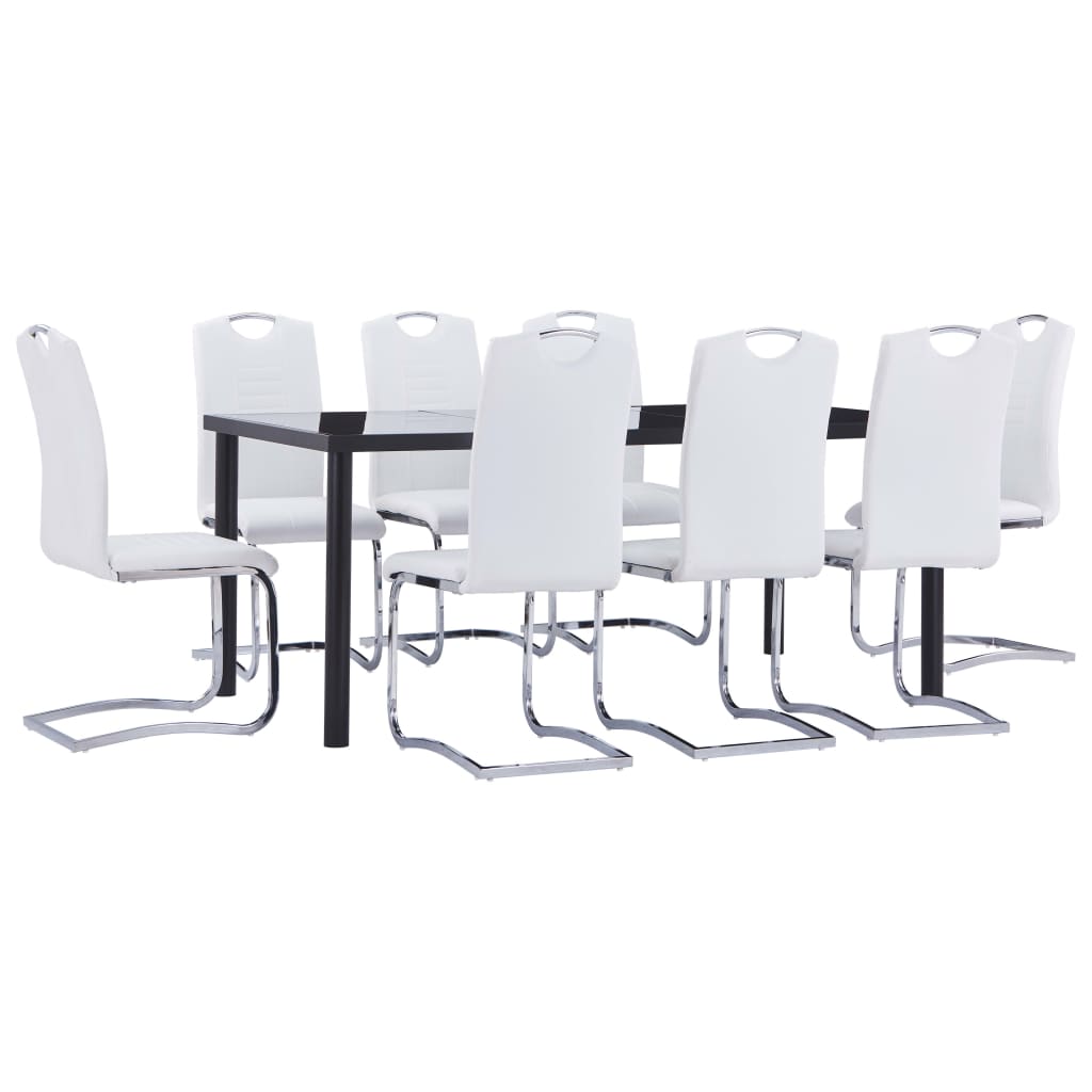 vidaXL 9-Piece Dining Set Faux Leather White