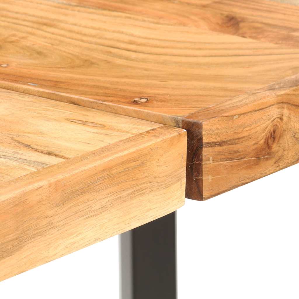 vidaXL 9-delige Barset massief gerecycled hout en echt leer