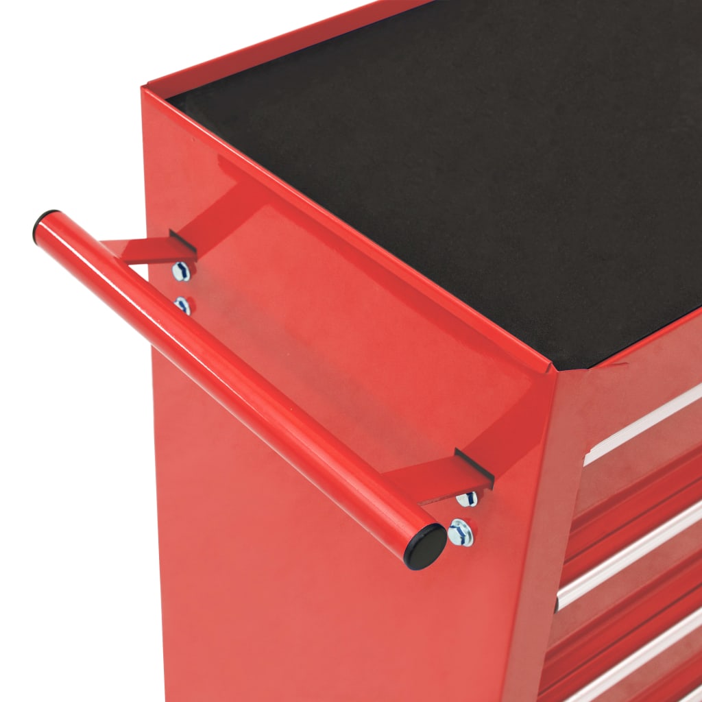 vidaXL Gereedschapswagen met 14 lades staal rood